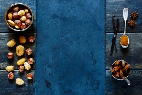 Spices and nuts Stock Photos