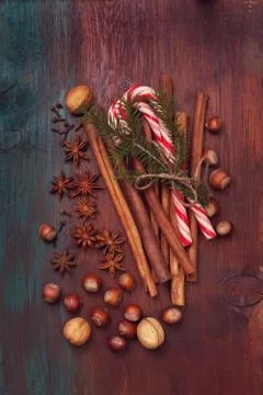 Spices and nuts Stock Photos