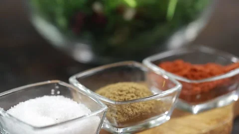 Spices and rocket salad Video stock 139759695