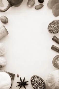 Spices background and food Stock Photos