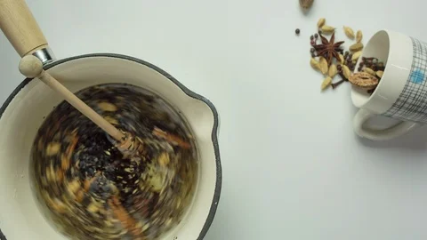 Spices being mixed in a drink Video stock 94884888