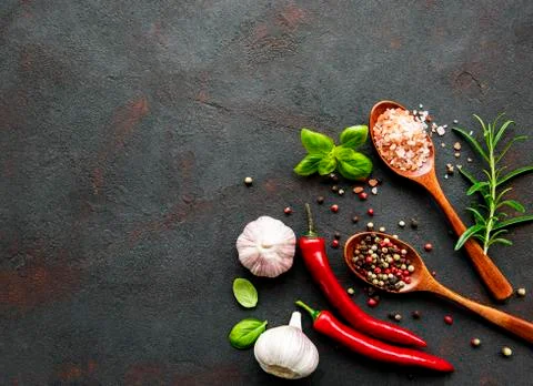Spices on a black background Stock Photos