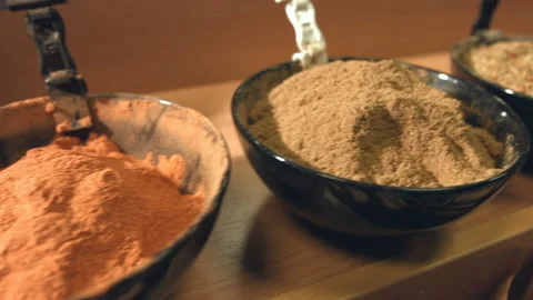 Spices in bowls. Stock Footage 100716340