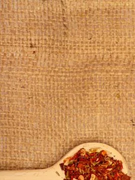 Spices on burlap Stock Photos