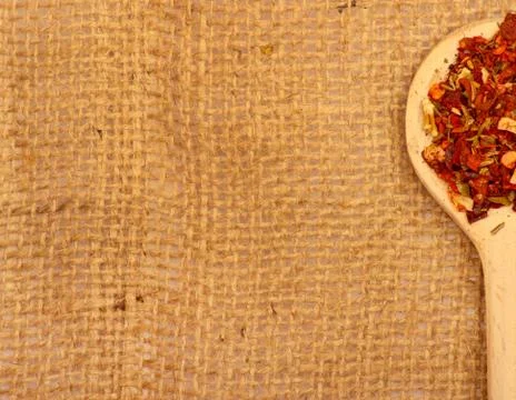 Spices on burlap Stock Photos
