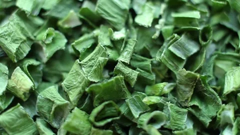 Spices close up rotating, Dried green onion Stock Footage 88436812