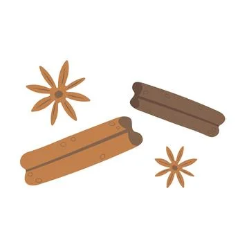 Spices elements for kitchen. Flat hand drawn spices with texture vector ill.. Stock Illustration