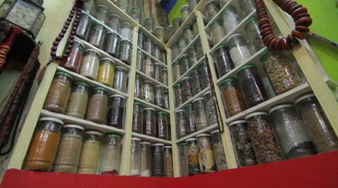 SPICES IN GLASS JARS Stock Footage 28037419
