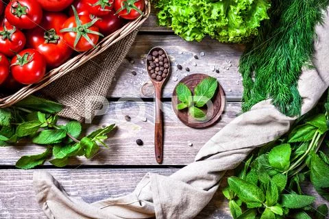 Spices, herbs and vegetables Stock Photos