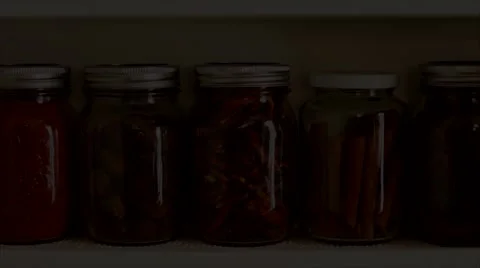 Spices herbs in a cabinet Stock Footage 58741852