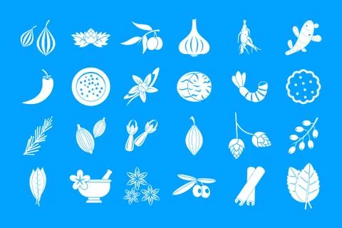 Spices icon blue set Stock Illustration