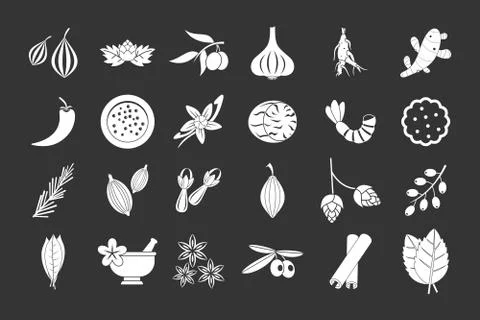 Spices icon set grey vector Stock Illustration