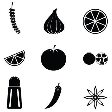 Spices icon set Stock Illustration