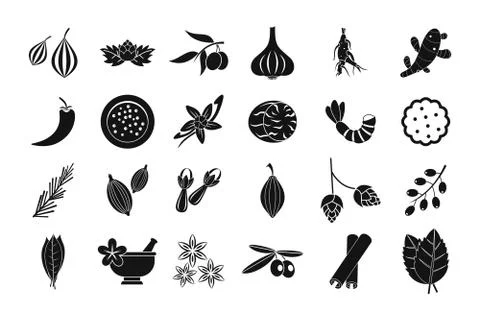 Spices icon set, simple style Stock Illustration