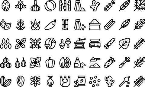 Spices icons High-Quality Vector Icons Collection with Editable Stroke. Ideal Stock Illustration