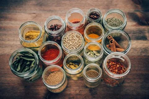 Spices in Jars Stock Photos