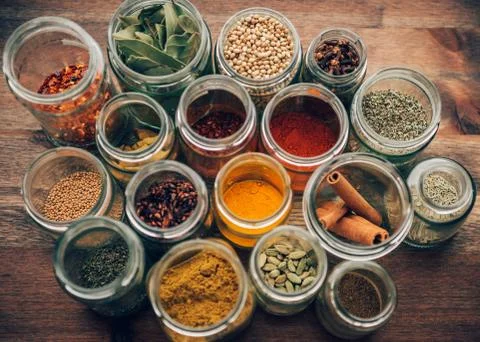 Spices in Jars Stock Photos