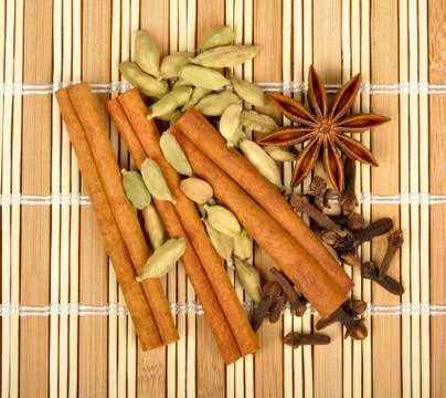 Spices on the mat Stock Photos