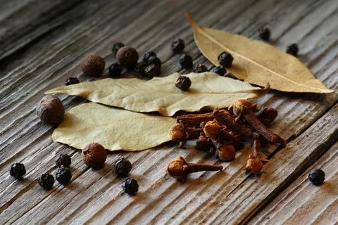 Spices on the old board Stock Photos