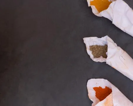 Spices in paper cones Stock Photos