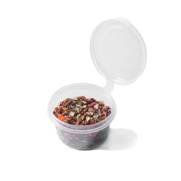Spices in plastic packaging for sauces. Delivery of products. White backgroun Stock Photos