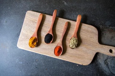 Spices on a platter Stock Photos