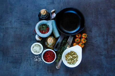 Spices selection background Stock Photos