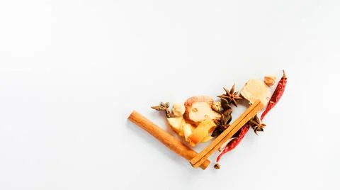 Spices separately on white background Stock-Fotos