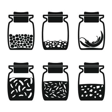 Spices set in black simple style isolated on white background Stock Illustration