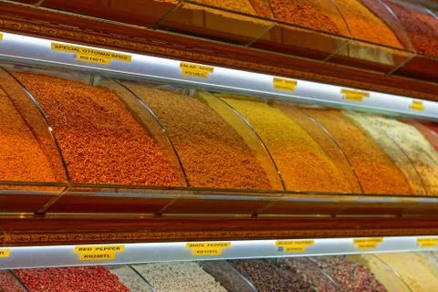 Spices in shelf Stock Photos