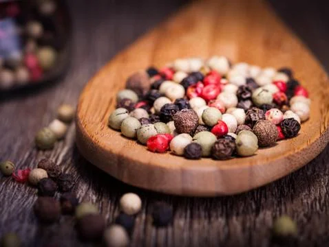 Spices in spoon Stock Photos