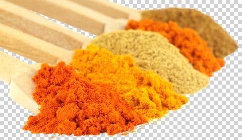 Spices on spoons Stock Photos