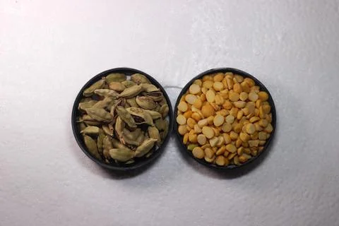 Spices on white background with copy space Stock Photos