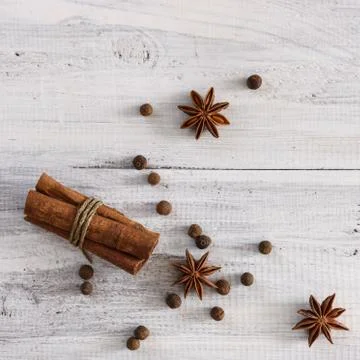Spices on white background Foto stock