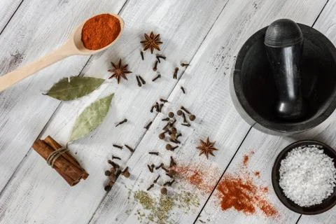 Spices on white background Foto stock
