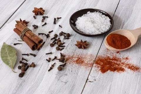 Spices on white background Foto stock