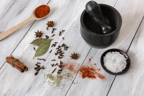 Spices on white background Foto stock