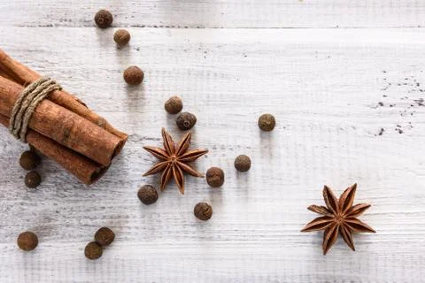 Spices on white background Foto stock