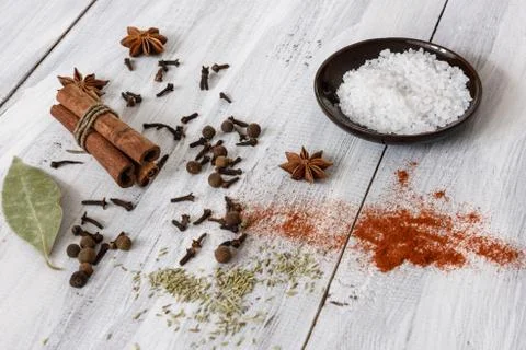 Spices on white background Foto stock