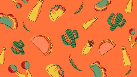 Spicy cactus taco background Stock Illustration