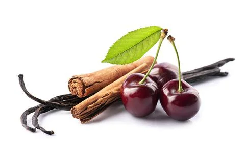 Spicy with cherry on white backgrounds. Stock Photos