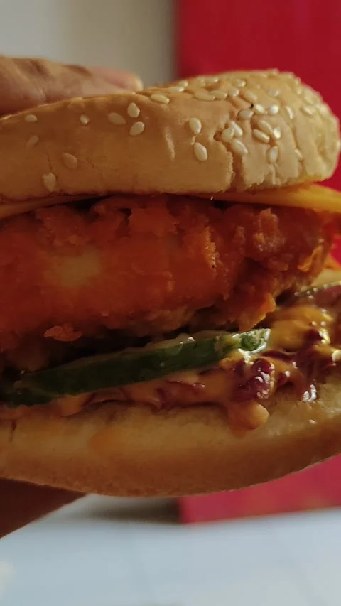 Spicy chicken burger Stock Footage 289617619