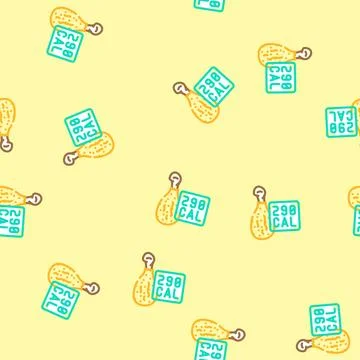 Spicy chicken fried vector seamless pattern Stock Illustration