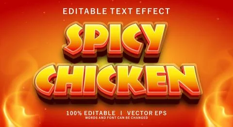 Spicy chicken vector text effect with modern style design Stock Illustration