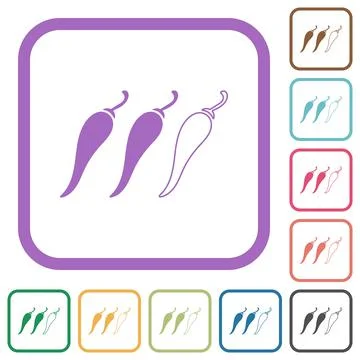 Spicy chili pepper level simple icons 스톡 일러스트