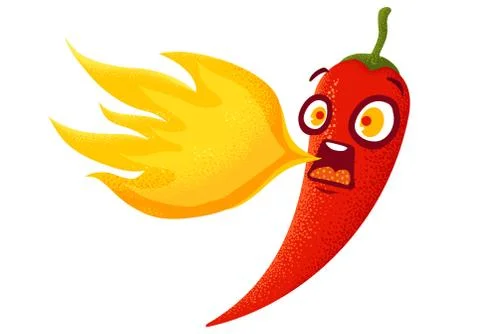 Spicy chilli pepper with flame Иллюстрация