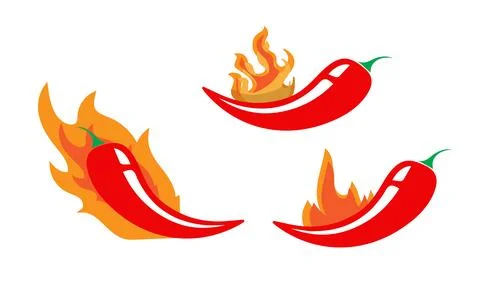 Spicy chilli vegetable, Extra spicy pepper icons vector Stock Illustration