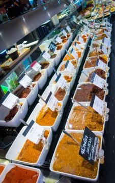 Spicy dips counter Stock Photos