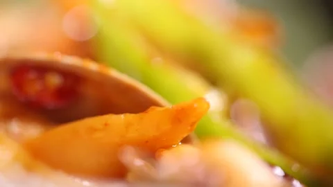Spicy fried scallop (4) Stock Footage 202206141