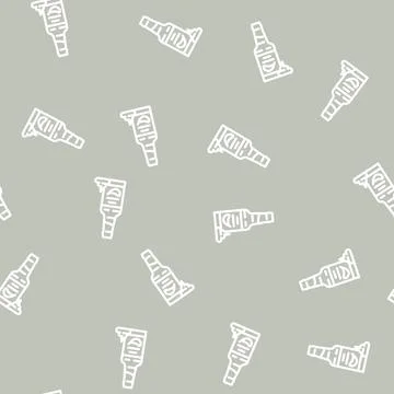 Spicy garlic sauce line vector seamless pattern Illustrazione stock